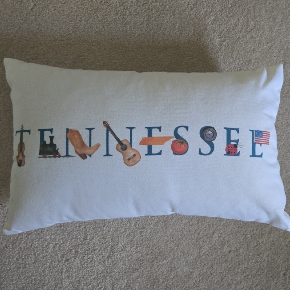 Tennessee Themed 11×17 White Accent Pillow